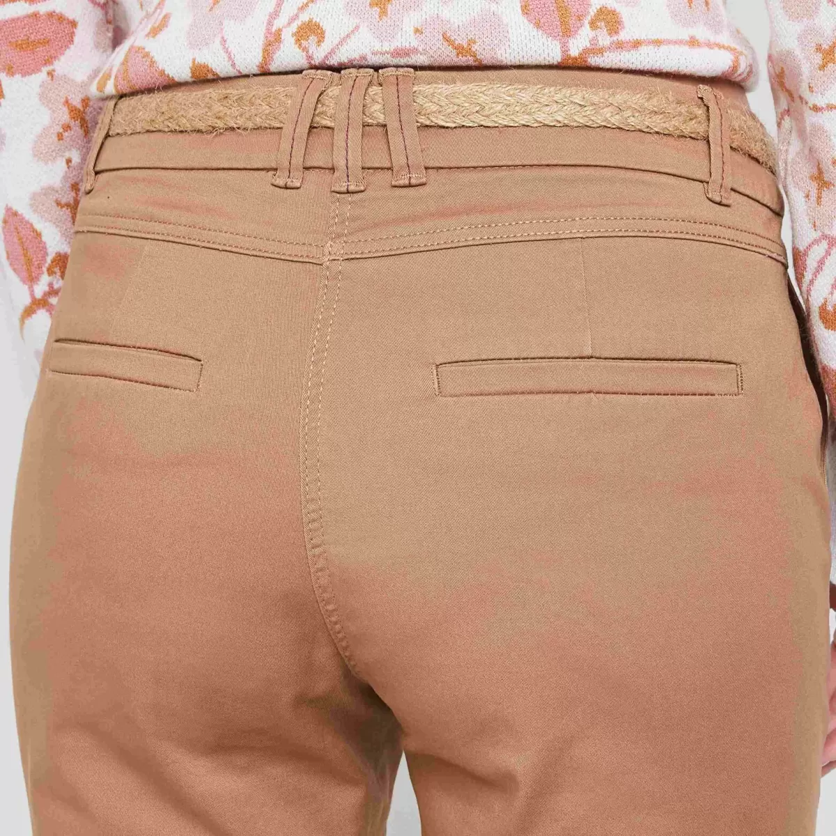 Femme Pantalon Chino Avec Ceinture Femme 2024 Pantalons Grain De Malic Camel - 3