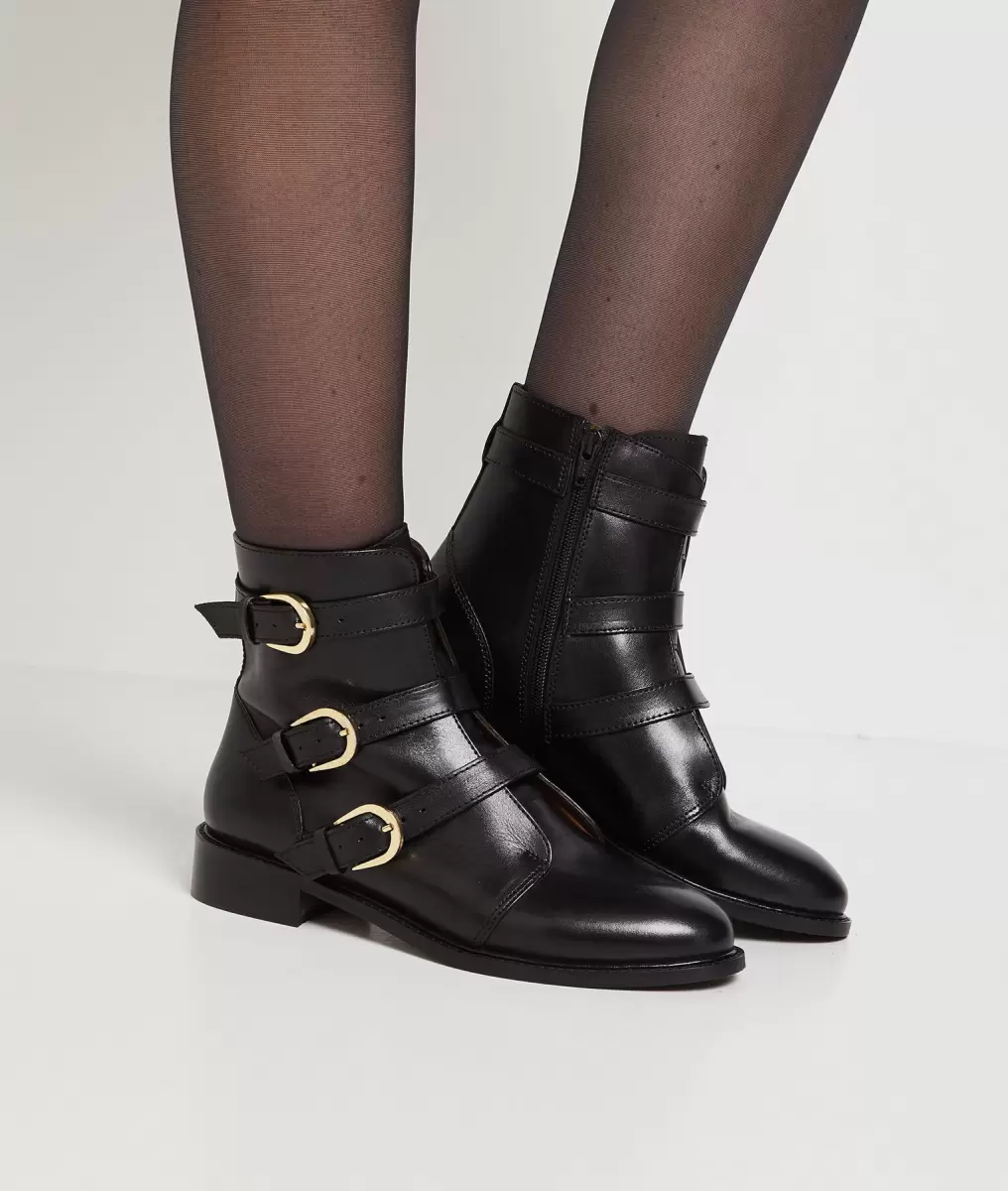 Bottines En Cuir Femme Prix D'achat Noir Chaussures Grain De Malic Femme - 1