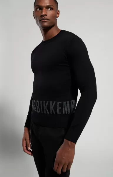 Tricots Homme Bikkembergs Black Men's Sweater With Jacquard Logo