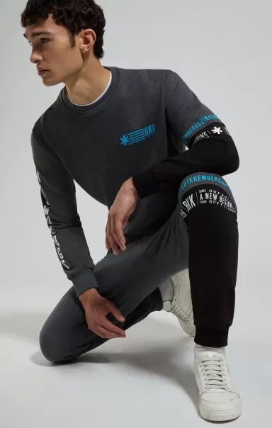 Men's Sweatshirt With Seaport Print Bikkembergs Survêtements Homme Dark Shadow