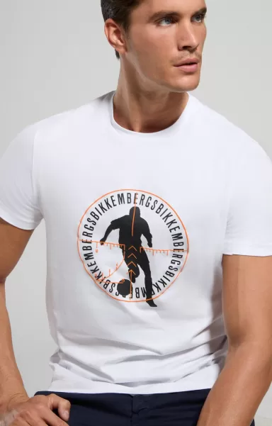 Soccer Print Men's T-Shirt White Homme Bikkembergs T-Shirts