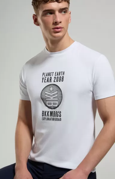 T-Shirts Bikkembergs White Men's Print T-Shirt Homme