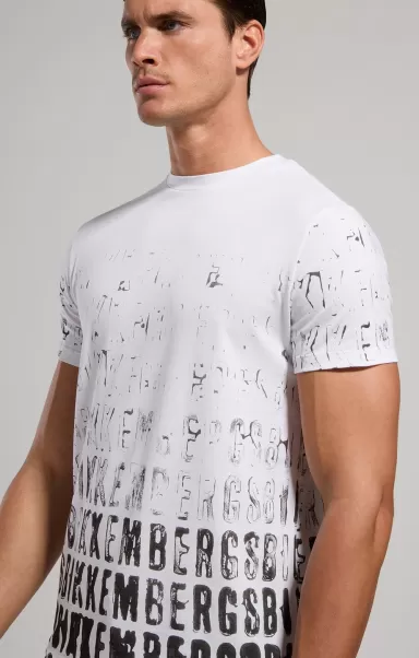 Men's T-Shirt With Faded Print White Homme T-Shirts Bikkembergs