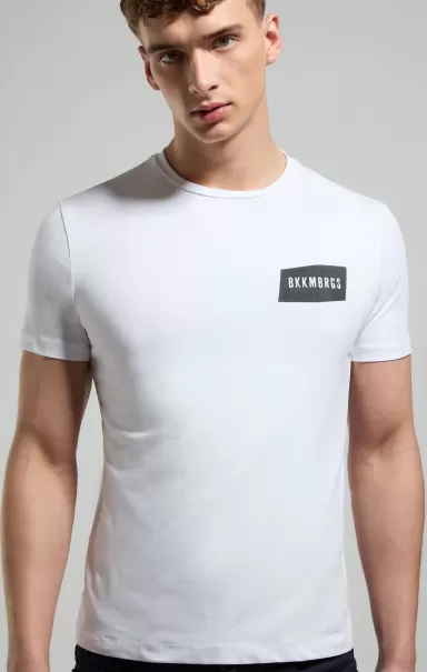 White Homme Bikkembergs Men's T-Shirt With Textured Detail T-Shirts