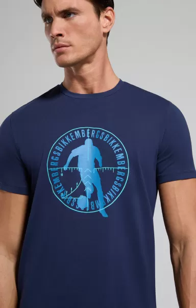 Bikkembergs Homme Dress Blues Soccer Print Men's T-Shirt T-Shirts