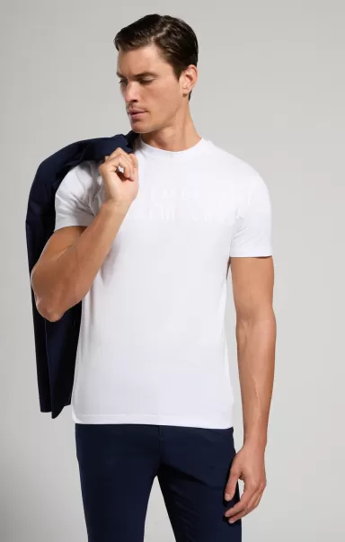White Homme Bikkembergs T-Shirts Men's T-Shirt With Applique