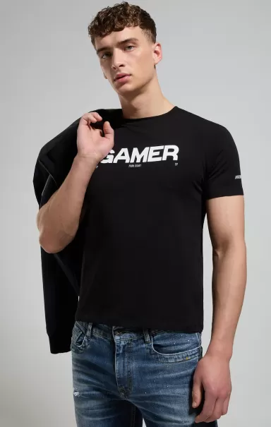 Men's T-Shirt With Gamer Print T-Shirts Homme Bikkembergs Black