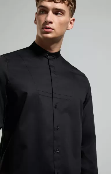 Men's Shirt With Stitching Bikkembergs Chemises Homme Black