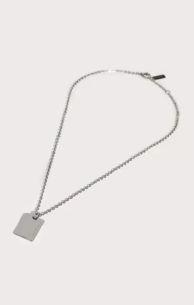 Bikkembergs Men's Necklace With Medal Pendant And Diamond Bijoux Homme White