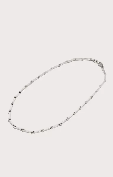White Bikkembergs Bijoux Homme Men's Necklace With Hammered Effect