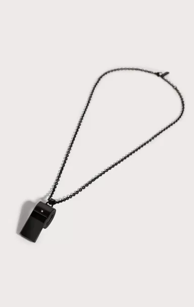 Black Bikkembergs Men's Necklace With Whistle And Diamond Bijoux Homme