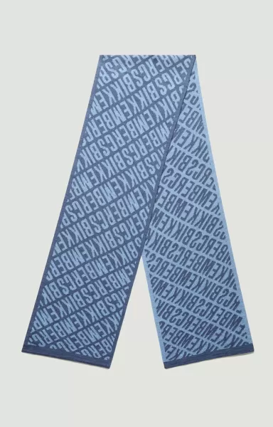 Bikkembergs Écharpes Homme Navy Denim Scarf With All-Over Logo 25X182 Cm