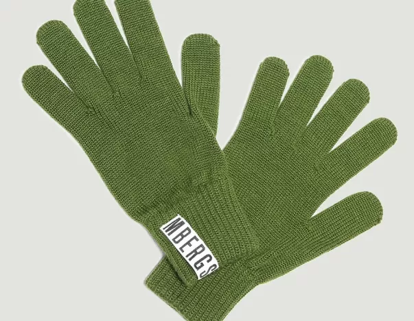 Men's Gloves In Blended Wool Bikkembergs Gants Green Homme