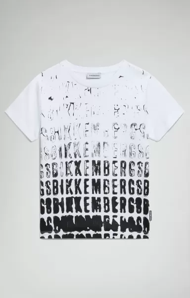 White Boy's T-Shirt With Faded Logo Bikkembergs Enfant T-Shirts