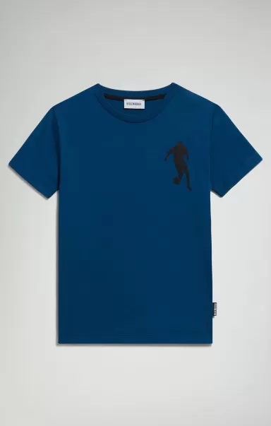 Boy's T-Shirt With Printed Front/Back Sailor Blue Bikkembergs Enfant T-Shirts