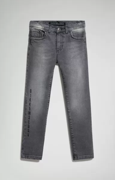 Bikkembergs Enfant Pantalon & Jeans Grey Boy's Jeans With Worn Look