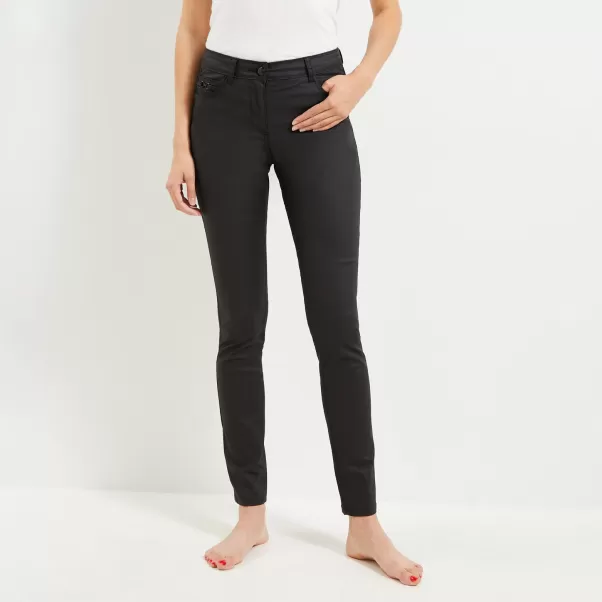 Pantalon Slim Enduit Femme Noir Jeans Grain De Malic Femme Série