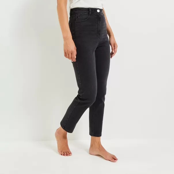 Black Washed Entendre Jeans Femme Grain De Malic Jeans Mum Taille Haute