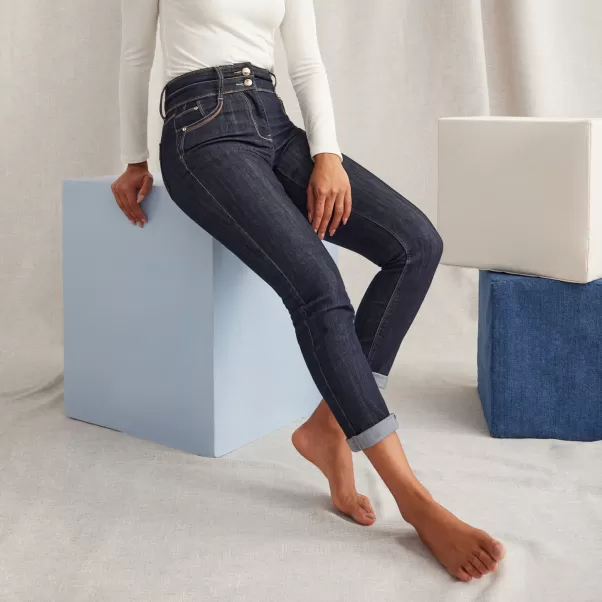 Moderne Jean Raccourci Taille Haute Femme Brut Jeans Grain De Malic Femme
