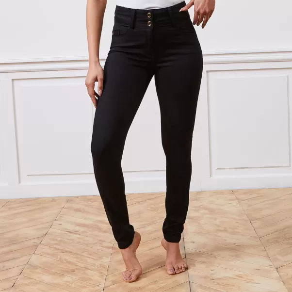 Jean Slim Taille Haute Milan Femme Femme Black Grain De Malic Jeans Propre