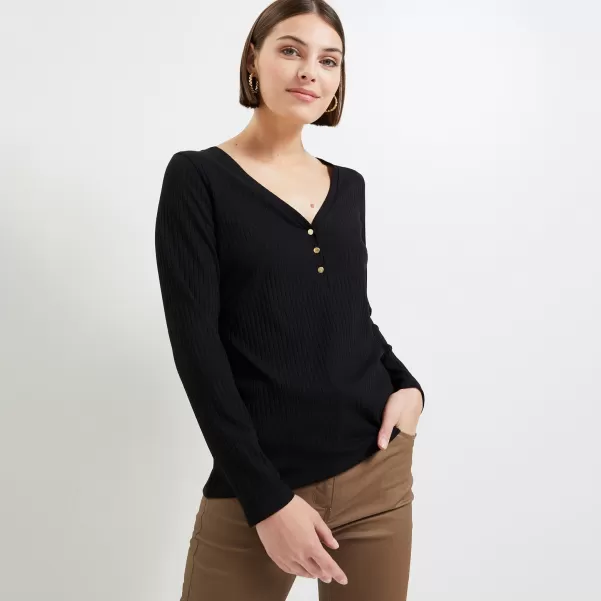 Grain De Malic T-Shirts & Tops Tshirt Uni Femme Femme Collection Noir