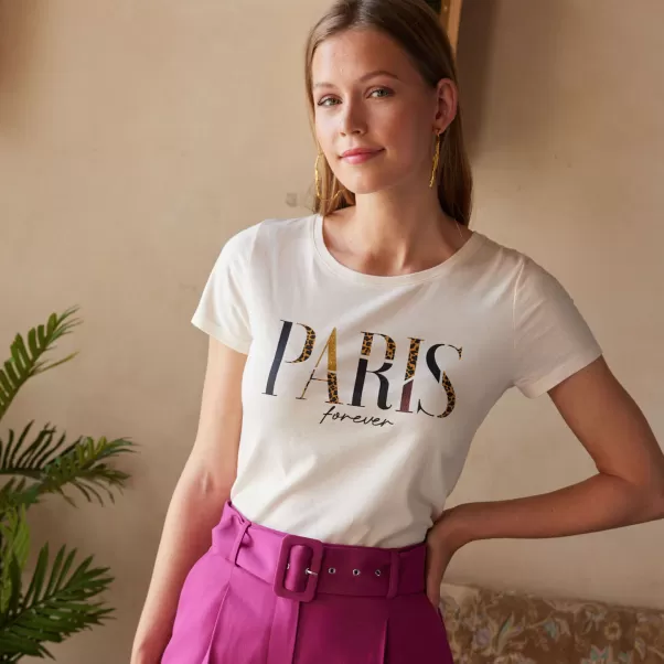 Beige Tshirt Message Femme Prix Plancher Femme Grain De Malic T-Shirts & Tops