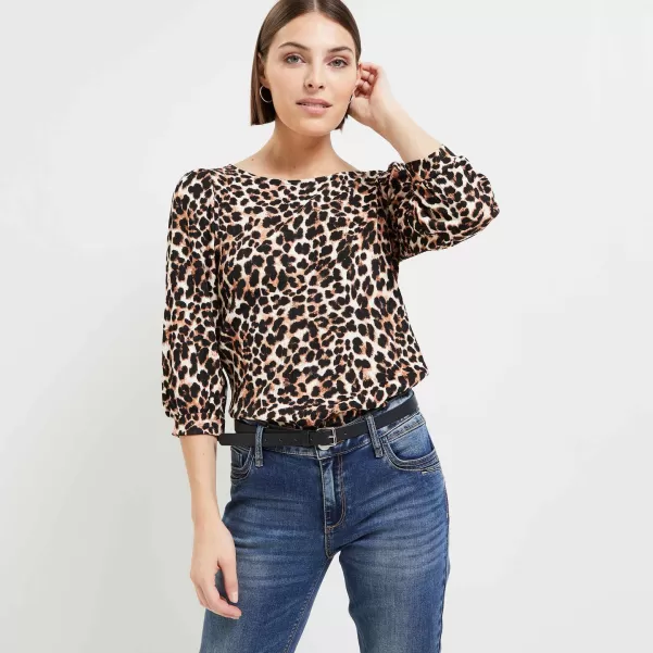 T-Shirts & Tops Satisfait Femme Grain De Malic Marron Tshirt Imprimé Femme