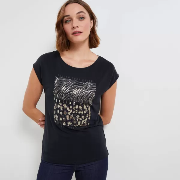 Gris Fonce Femme T-Shirt Imprimé Femme Grain De Malic Authentique T-Shirts & Tops