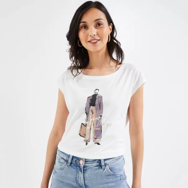 Grain De Malic Élégant Tshirt Print Femme T-Shirts & Tops Femme Blanc Casse