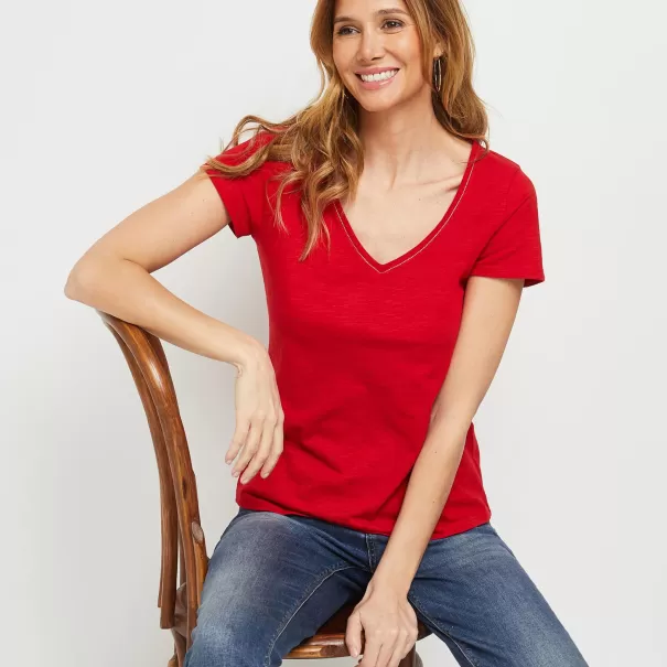 Grain De Malic Rouge Tshirt Uni Femme T-Shirts & Tops Femme Prix Discount