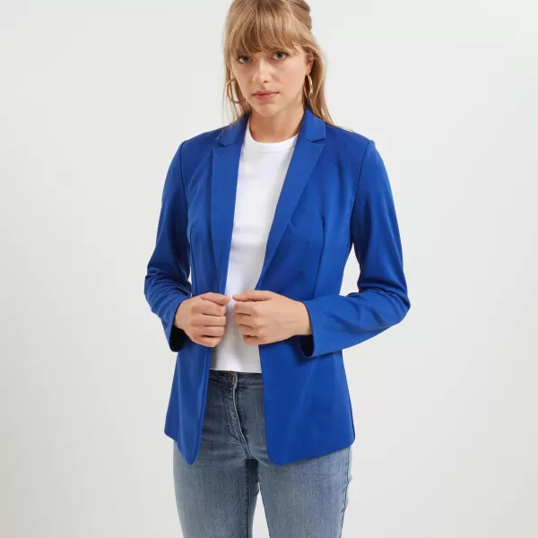 Femme Vestes & Blousons Grain De Malic Standard Veste Tailleur En Maille Femme Bleu